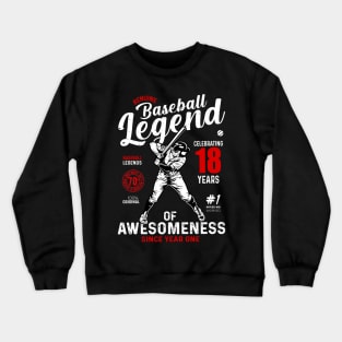 18th Birthday Gift Baseball Legend 70 Years Crewneck Sweatshirt